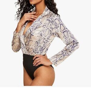 Snakeskin Print Bodysuit Top